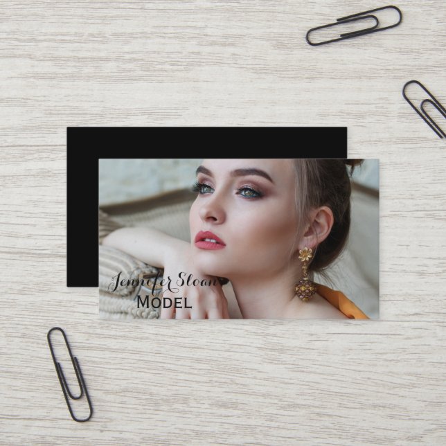 Vollständige Foto-Visitenkarte | Model Designer St Visitenkarte (Vorderseite/Rückseite Beispiel)