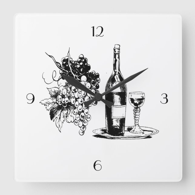 VOLLSTÄNDIGE WEINWANDSCHALTFLÄCHE QUADRATISCHE WANDUHR (Vorderseite)