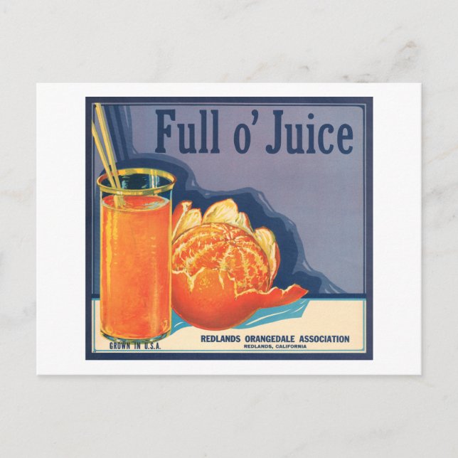 Vollständige Werbung für Saft Vintage Orangenzücht Postkarte (Vorderseite)