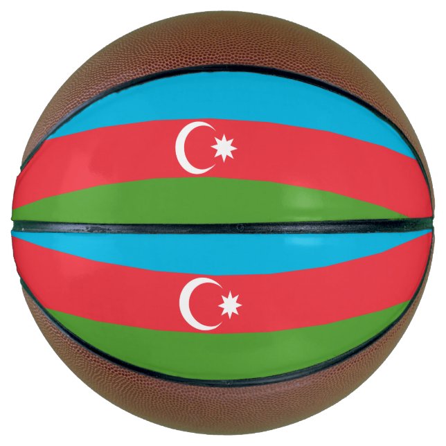 Vollständiger Basketball mit Flagge Aserbaidschans (Vorderseite)