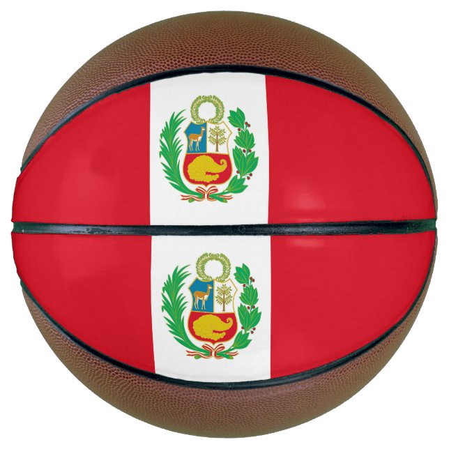 Vollständiger Basketball mit Flagge Perus (Vorderseite)