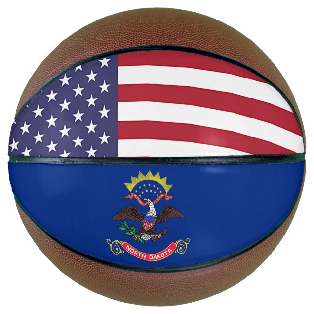 Vollständiger Basketball mit Flagge von Nord-Dakot (Vorderseite)
