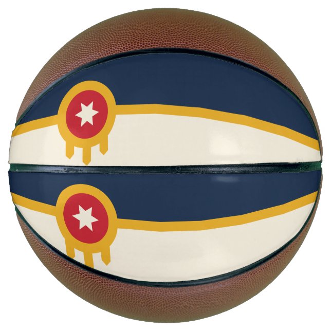 Vollständiger Basketball mit Flagge von Tulsa, Okl (Vorderseite)