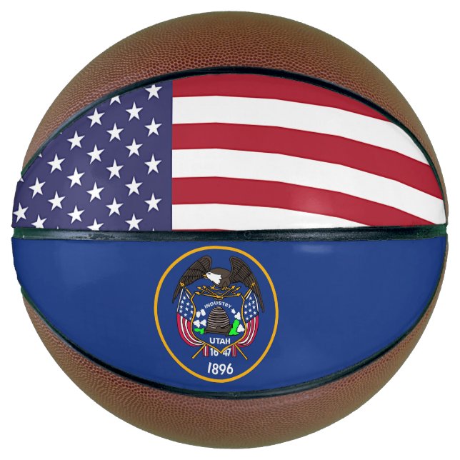 Vollständiger Basketball mit Flagge von Utah (Vorderseite)