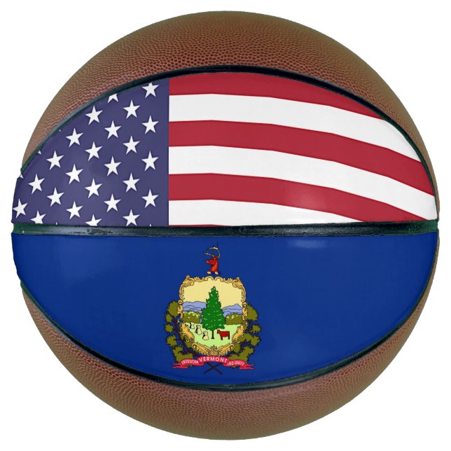 Vollständiger Basketball mit Flagge von Vermont (Vorderseite)
