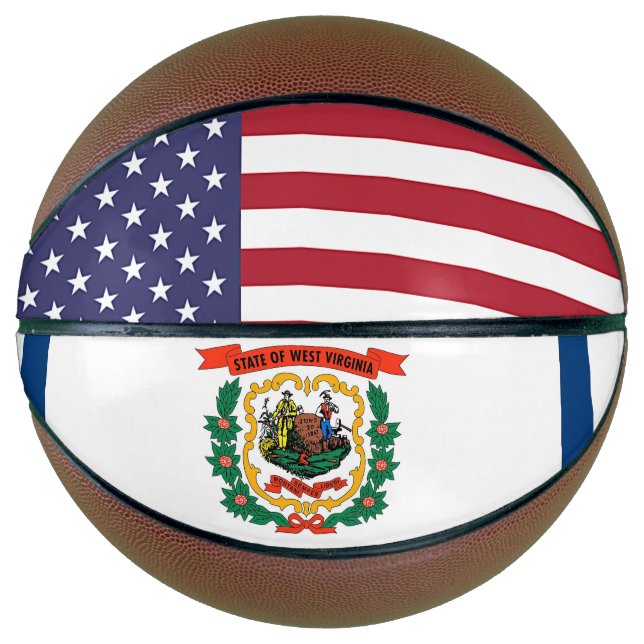 Vollständiger Basketball mit Flagge von West Virgi (Vorderseite)