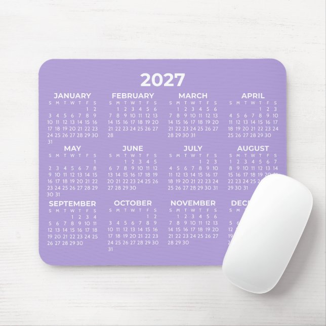 Vollständiger Jahreskalender 2027 Basic Lavendel W Mousepad (Mit Mouse)