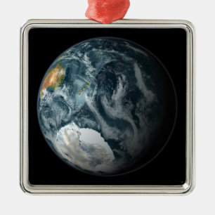 Vollständiger Überblick über die Erde, die die Ant Silbernes Ornament