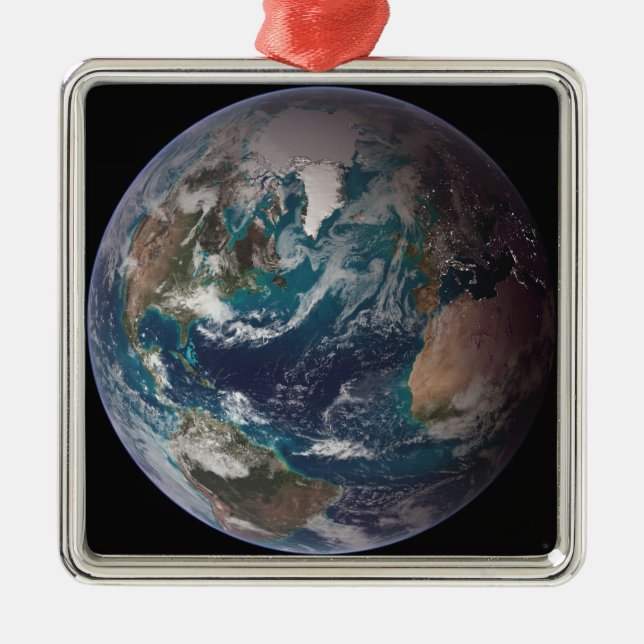 Vollständiger Überblick über die Erde mit globalen Ornament Aus Metall (Vorne)