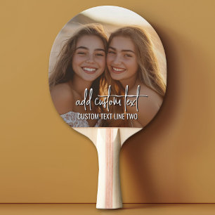 Vollständiges Foto mit 2 Zeilen Text - Skript und  Tischtennis Schläger