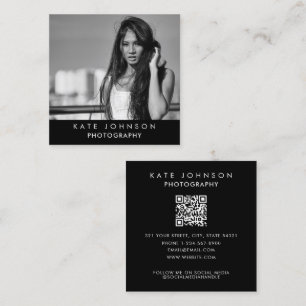 Vollständiges Foto QR Code Social Media Quadratische Visitenkarte
