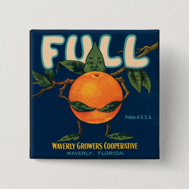 Vollständiges Orangefarbenes Kratetikett Button (Vorderseite)