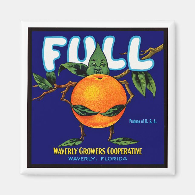 Vollständiges Orangefarbenes Kratetikett Magnet (Vorne)