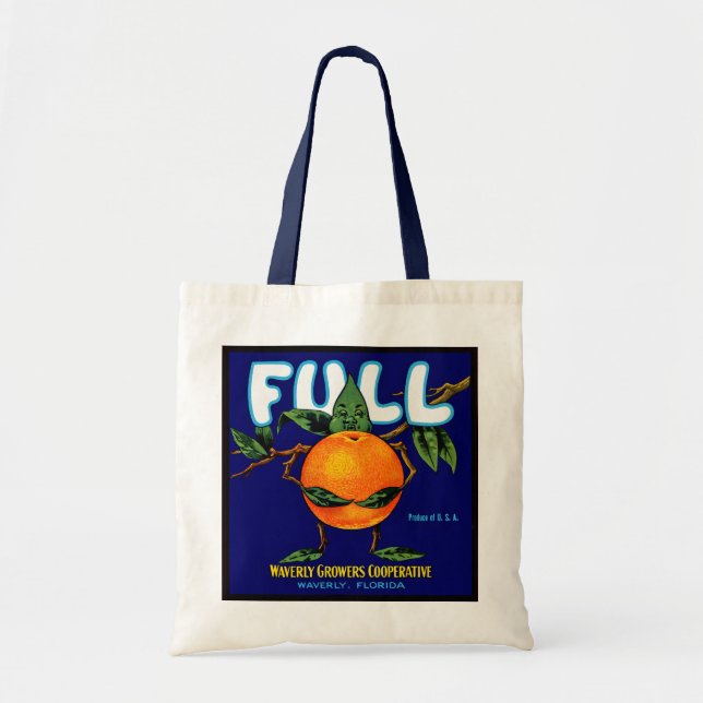 Vollständiges Orangefarbenes Kratetikett Tragetasche (Vorne)