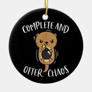 Vollständiges Otter-Chaos Lustiger Süßer Seeotter- Keramik Ornament