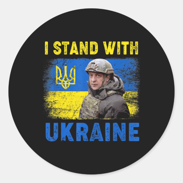 Volodymyr Zelensky I Stand mit der Ukraine Runder Aufkleber (Vorderseite)