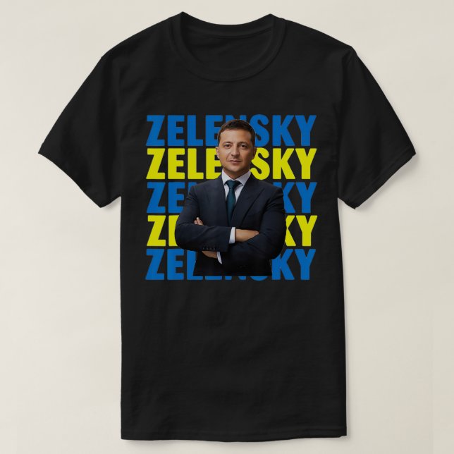 Volodymyr Zelensky Präsident der Ukraine Unterstüt T-Shirt (Design vorne)