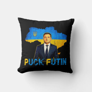 Volodymyr Zelensky Puck Futin Meme I Stand with UK Kissen
