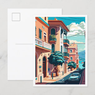 Volos Griechenland Reisen Vintage Illustration Postkarte