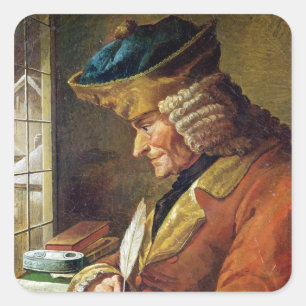Voltaire in seiner Studie Quadratischer Aufkleber