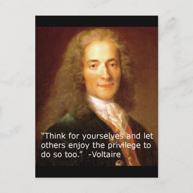Voltaire Kopie Zitat denken für sich selbst Postkarte (Vorderseite)