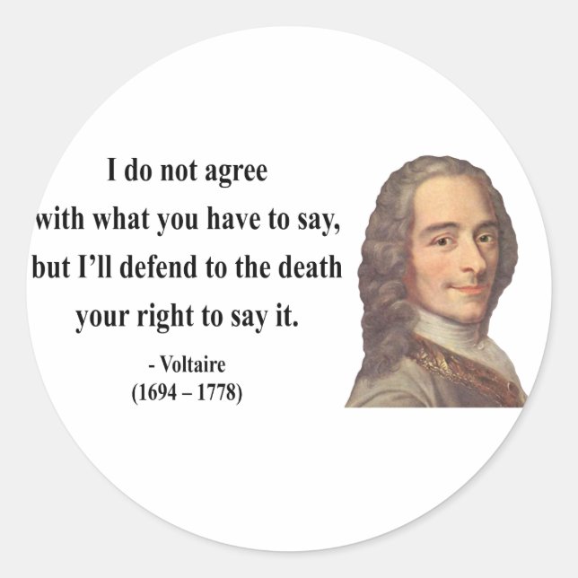 Voltaire Quote 1b Runder Aufkleber (Vorderseite)