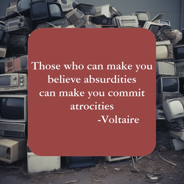 Voltaire Warning Zitat Quadratischer Aufkleber (Von Creator hochgeladen)