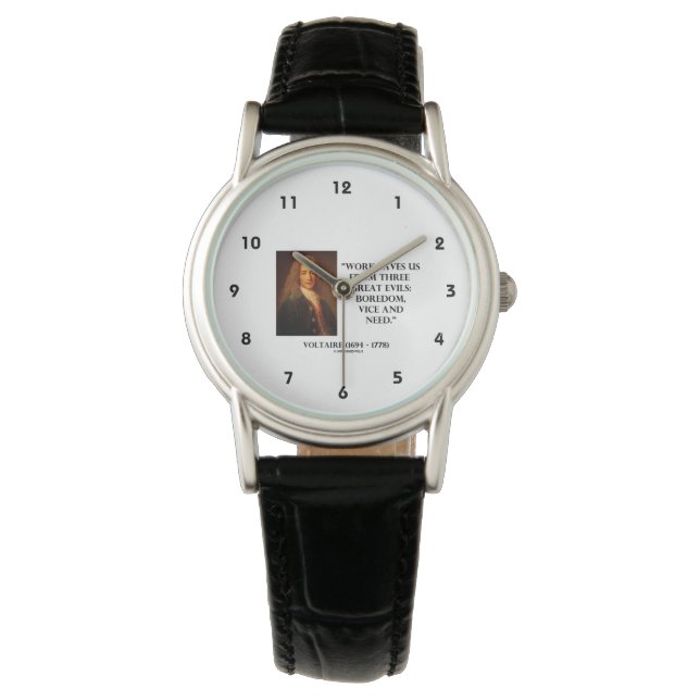 Voltaire Work Rette uns drei große Evils Langeweil Armbanduhr (Vorderseite)