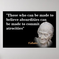 Voltaire-Zitat über Absurditäten und Gräueltaten