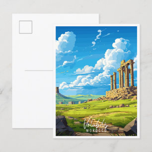 Volubilis Marokko Vintage Reise Illustration Postkarte