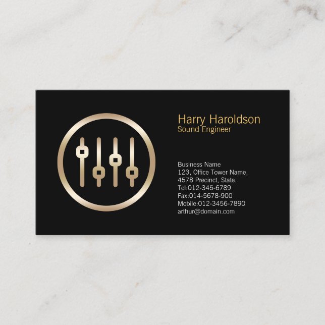 Volume Sliders Icon Sound Engineer Business Card Visitenkarte (Vorderseite)