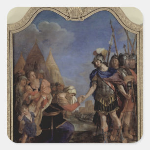 Volumnia vor Coriolanus, 1643 Quadratischer Aufkleber
