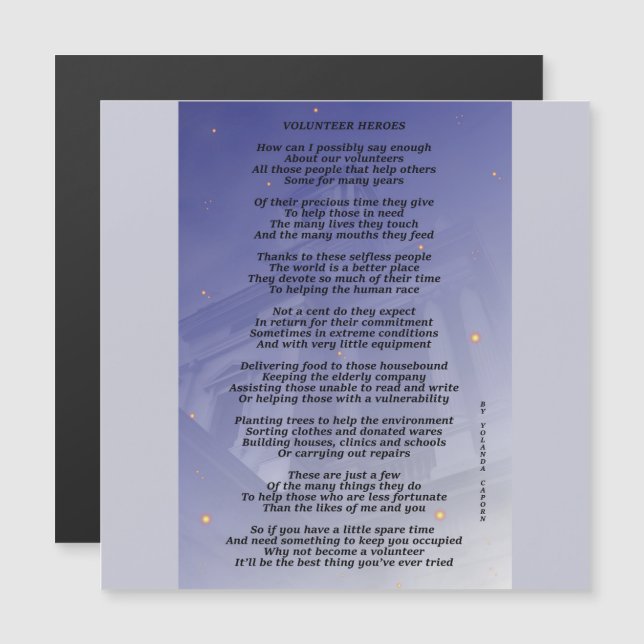 Volunteer Helden Magnetkarte (Vorne/Hinten)