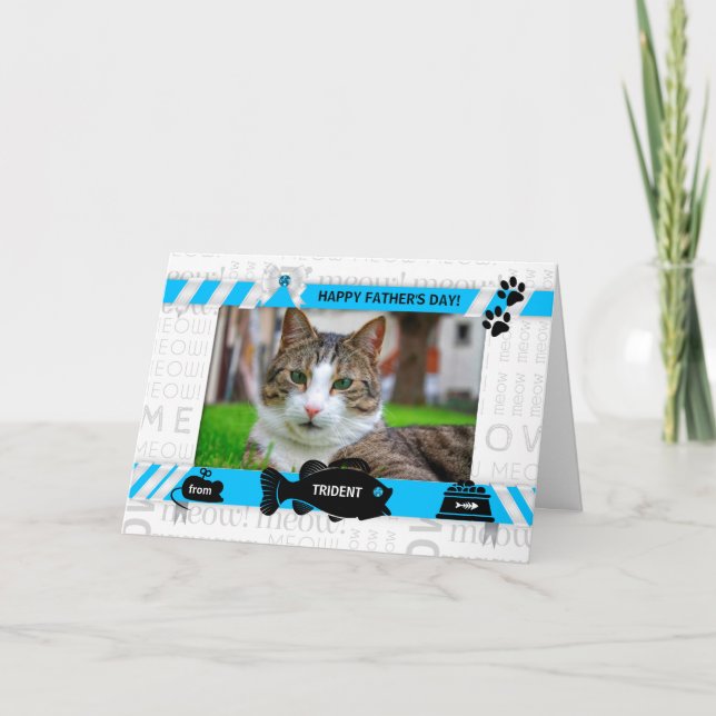 vom Cat Blue Vater's Day Horz Pet Foto Karte (Vorderseite)