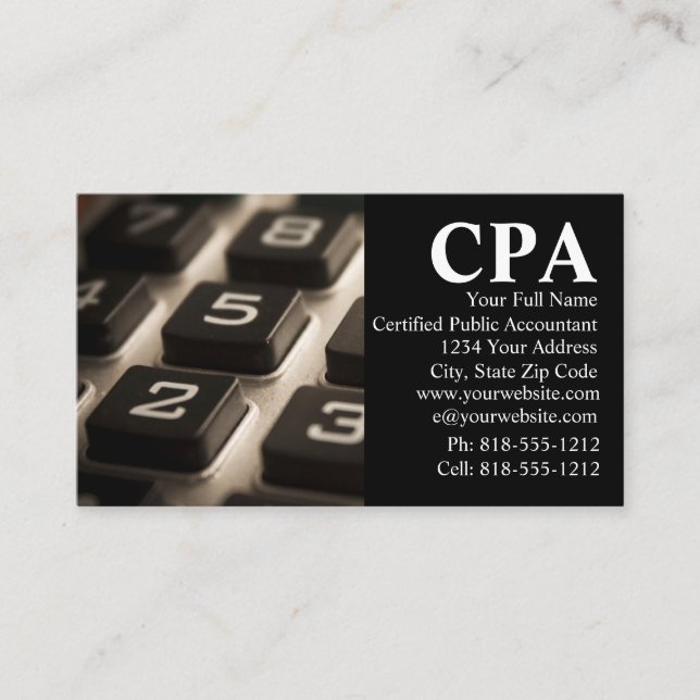 Vom CPA-Wirtschaftsprüfer zertifizierte Wirtschaft Visitenkarte (Vorderseite)