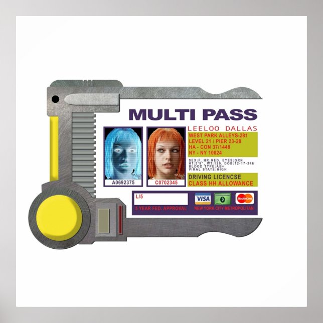 Vom fünften Element Inspiriert Multipass Poster (Vorne)