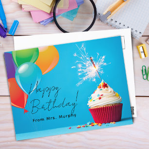 Vom Geburtstag der Kinder des Lehrers Postkarte
