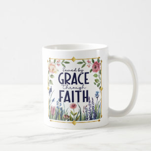 Vom Glauben Gerettet Blumen und Gold Kaffeetasse