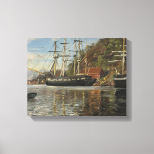 Vom Hafen in Arendal von Siegwald Dahl Leinwanddruck