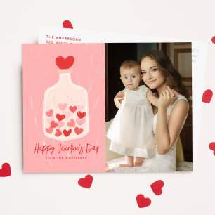 Vom Hand Gezeichnet Jar of Hearts Foto Valentinsta Feiertagspostkarte