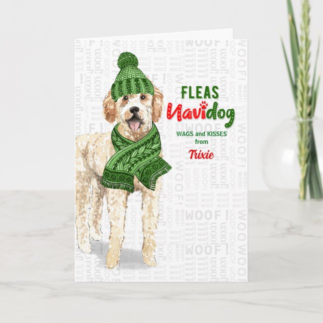 vom Hund Funny Golden Doodle Weihnachten (Vorderseite)