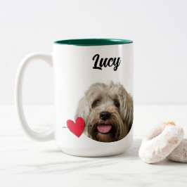 Vom Hund individuelles Foto/Name & lustiges Hundeb Zweifarbige Tasse