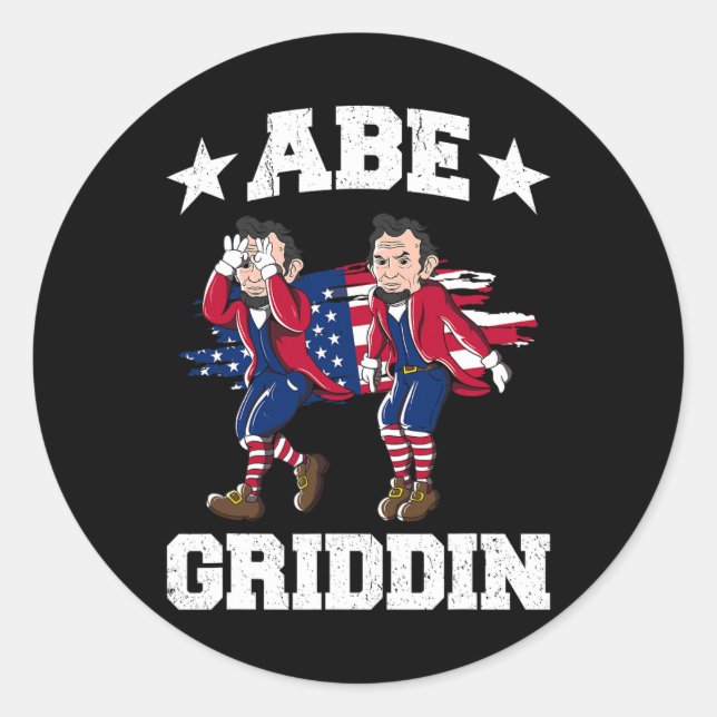 vom Juli Abraham Lincoln Griddy Abe Griddin Runder Aufkleber (Vorderseite)