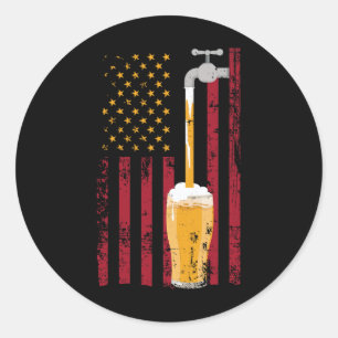 vom Juli American Flag Bierbrauen Runder Aufkleber