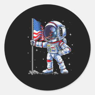 vom Juli Astronaut US-amerikanische Flagge Funny P Runder Aufkleber
