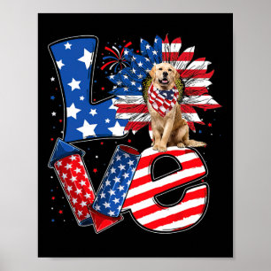 vom Juli Dekoration Patriotische Liebe Golden Retr