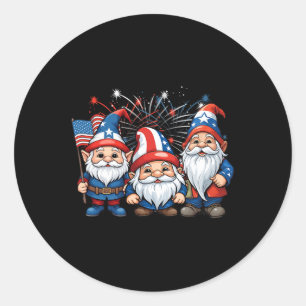 vom Juli Patriotic Gnomes American Flag Usa Gnome Runder Aufkleber