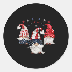 vom Juli Patriotic Gnomes Funny Niedlich American Runder Aufkleber