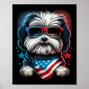 vom Juli: Patriotic Havanese Dog Us Flag Poster
