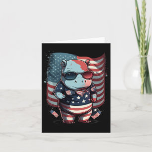 vom Juli Patriotic Hippo Us Flag Karte